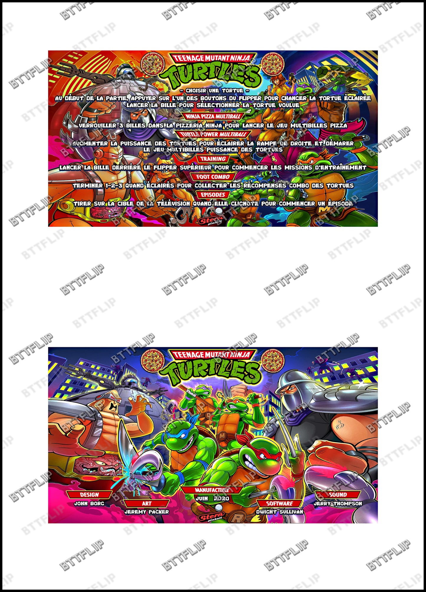 Stern Ninja Turtles 2020 Game Cards Instructions Flipper Custom Apron Printed Rules V1