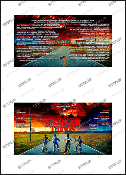 Instrucciones de las tarjetas del juego Stern Stranger Things 2019, delantal personalizado de pinball, reglas impresas V1