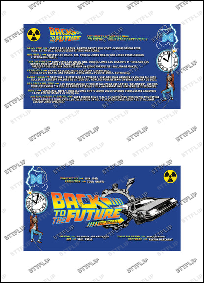 Data East Back To The Future 1990 Jeu Cartes règles Instructions Flipper Custom Apron V2