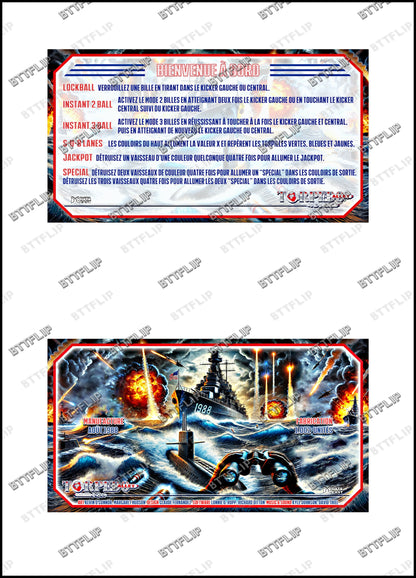 Data Torpedo Alley 1988 Jeu Cartes règles Instructions Flipper Custom Apron V2