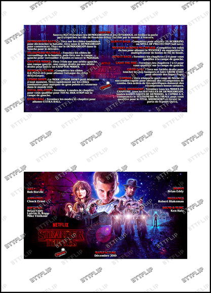 Instrucciones de las tarjetas del juego Stern Stranger Things 2019, delantal personalizado de pinball, reglas impresas V2