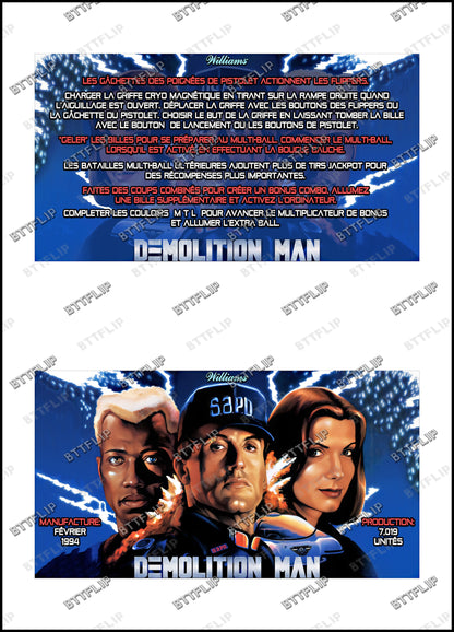 Williams Demolition Man 1994 Juego de cartas, reglas e instrucciones Pinball Delantal personalizado V2