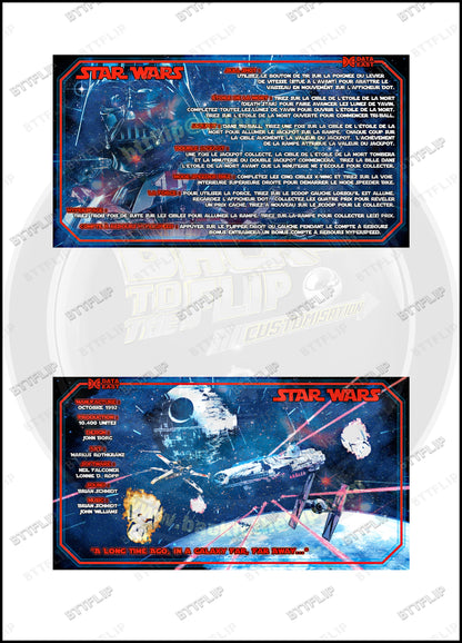 Custom apron instruction cards flipper Data East Star Wars 1992 V3