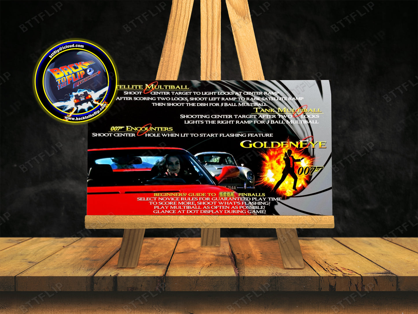 SEGA Golden Eye 007 James Bond 1996 Juego Cartas Reglas Instrucciones Pinball Custom Apron