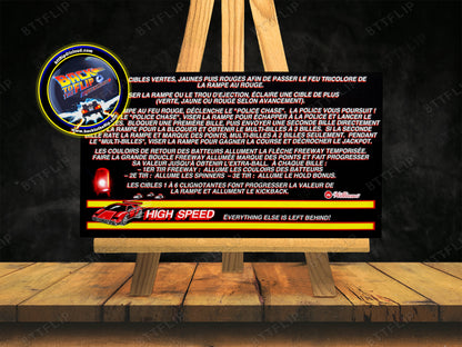 Williams HIGH SPEED 1986 Card Game Rules Instructions Pinball Custom Apron