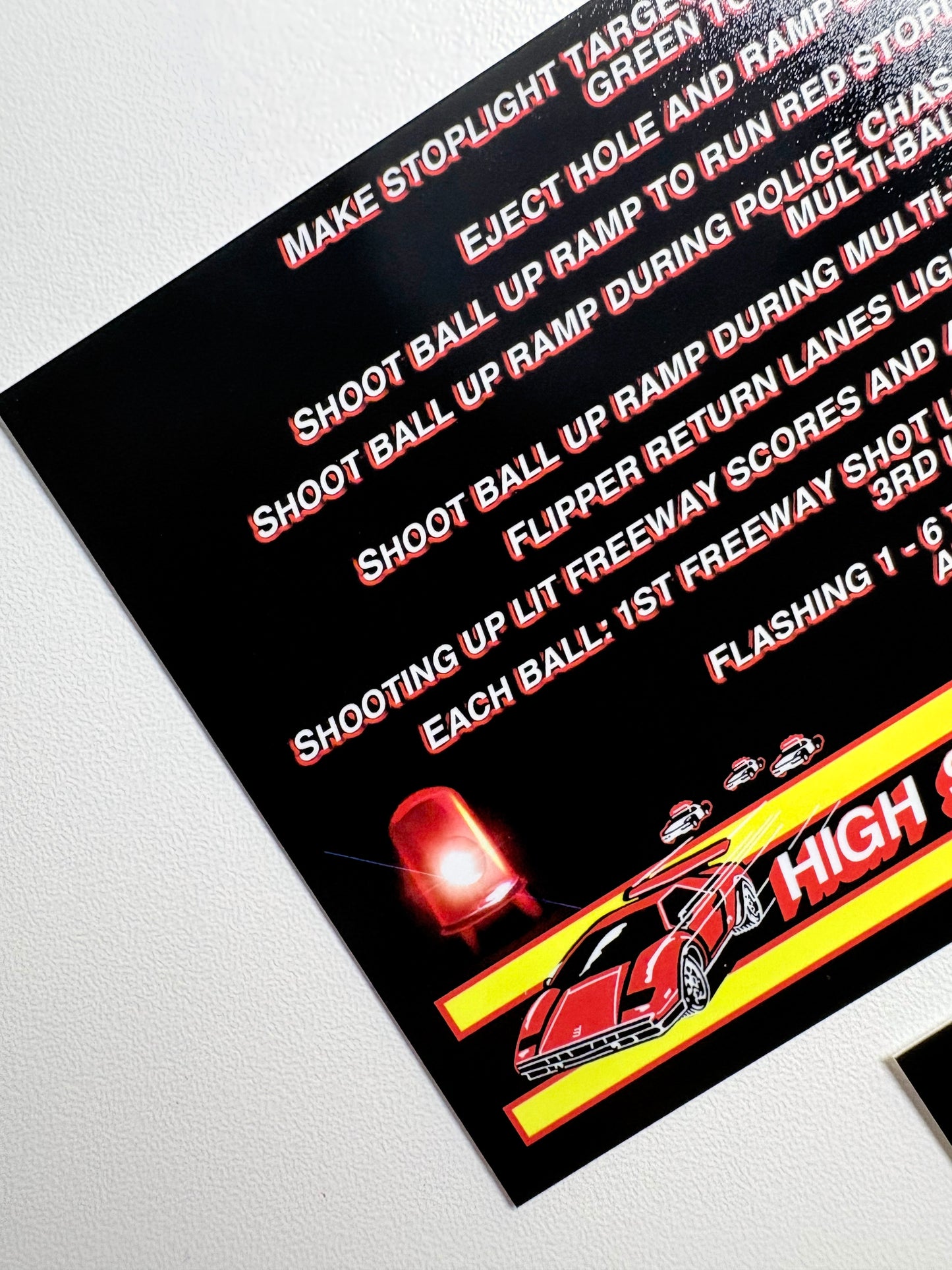 Williams HIGH SPEED 1986 Juego Cartas Reglas Instrucciones Pinball Delantal Personalizado