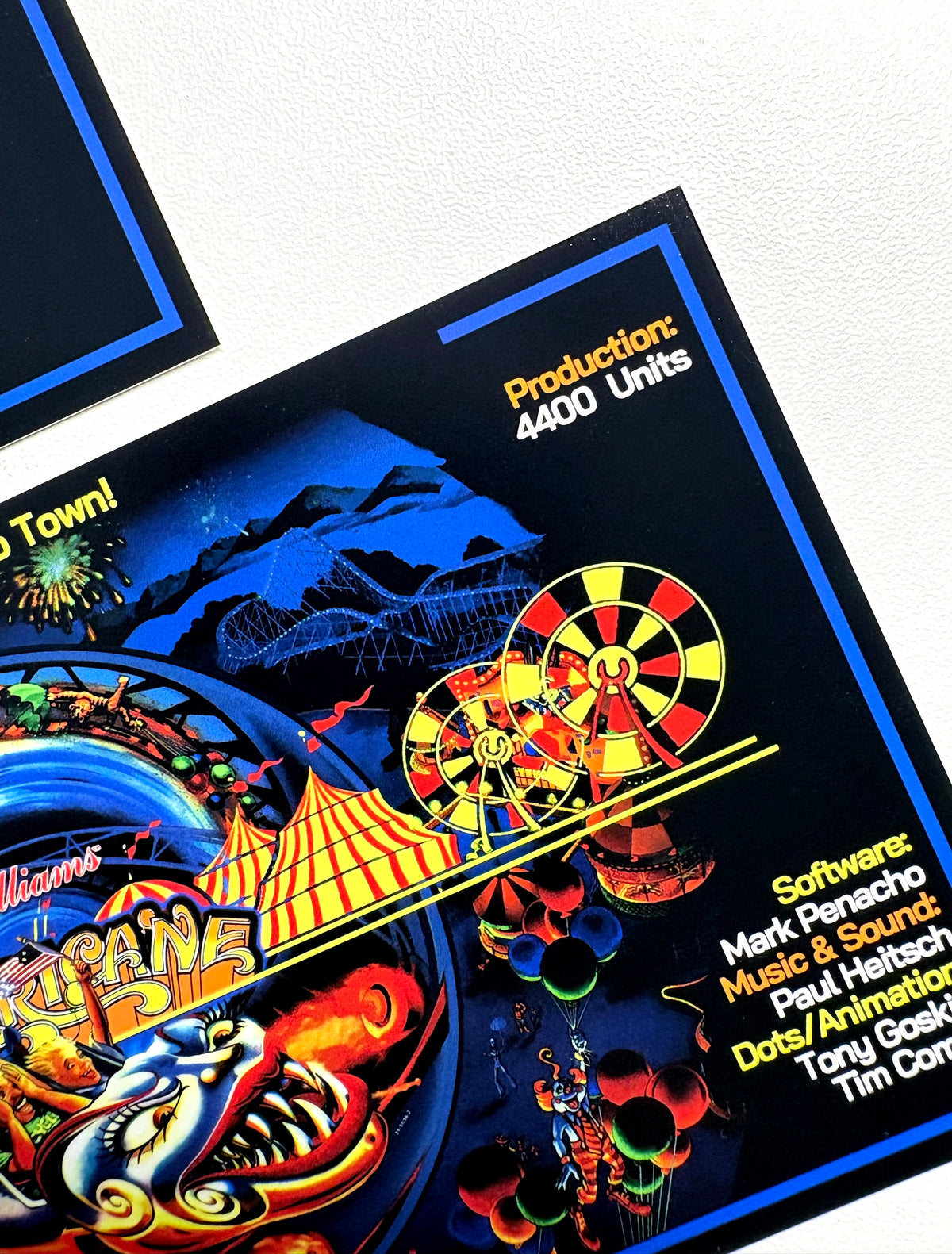 Reglas e instrucciones de las tarjetas de juego Williams Hurricane 1991 Delantal personalizado de pinball