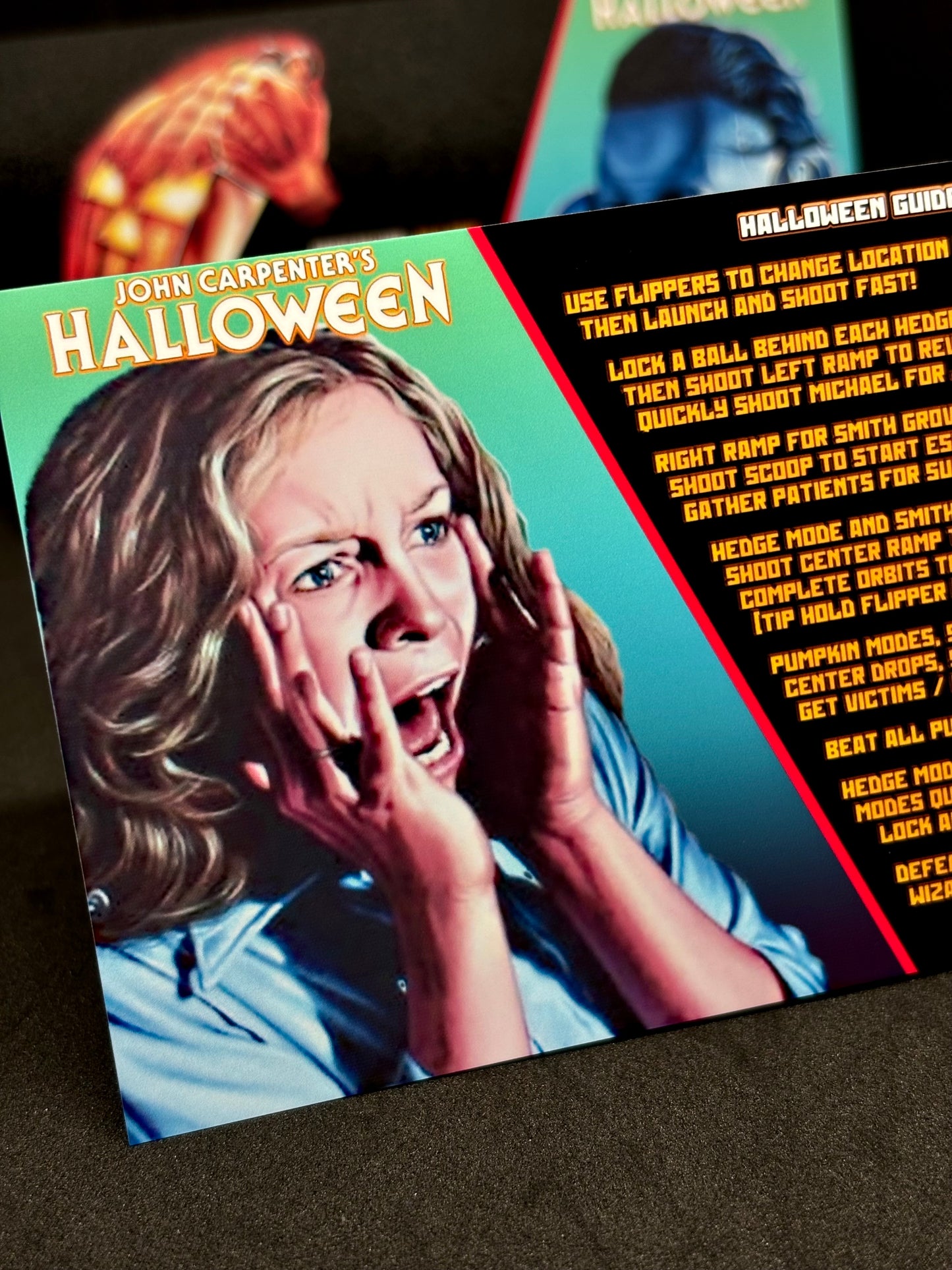 Instrucciones de las tarjetas del juego SPOOKY Halloween 2021, versión Pinball 2, tarjetas de delantal de Pinball impresas personalizadas