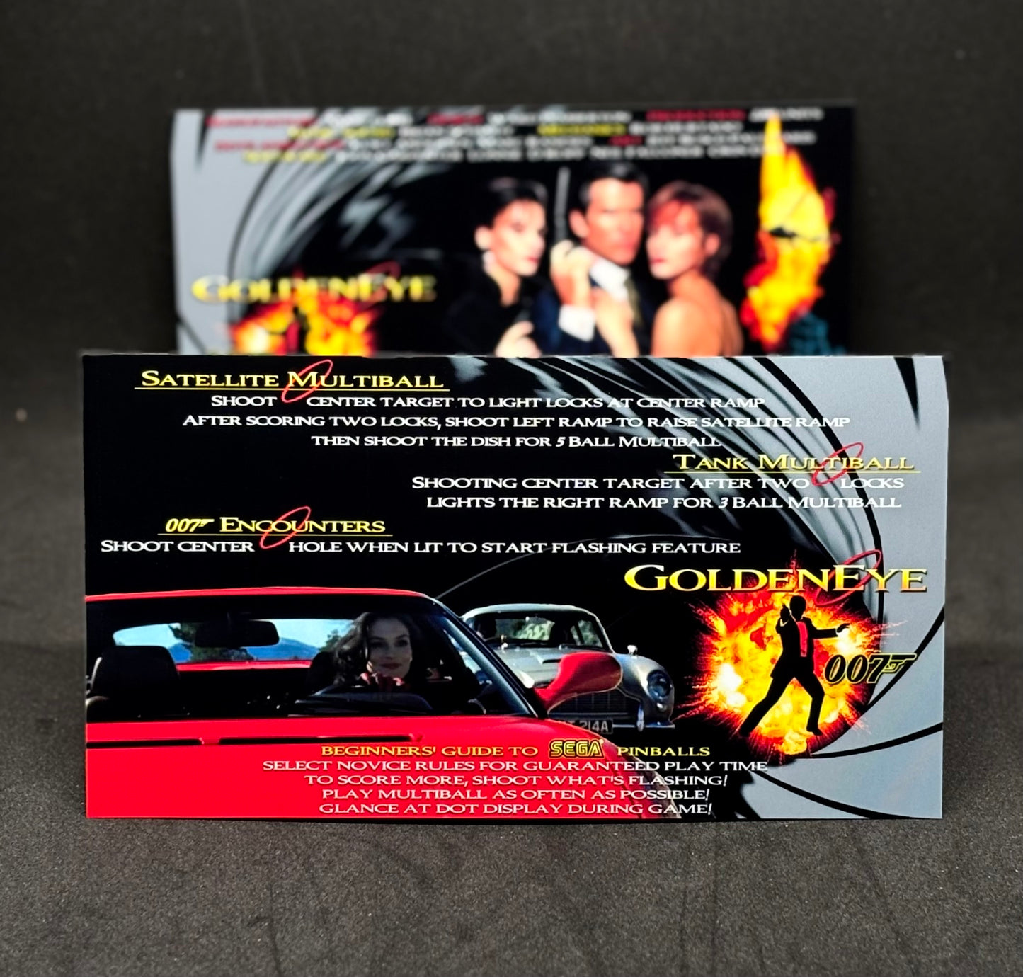 Instrucciones de las tarjetas de juego SEGA Golden Eye 007 James Bond 1996 Pinball - Tarjetas de pinball personalizadas con impresión personalizada