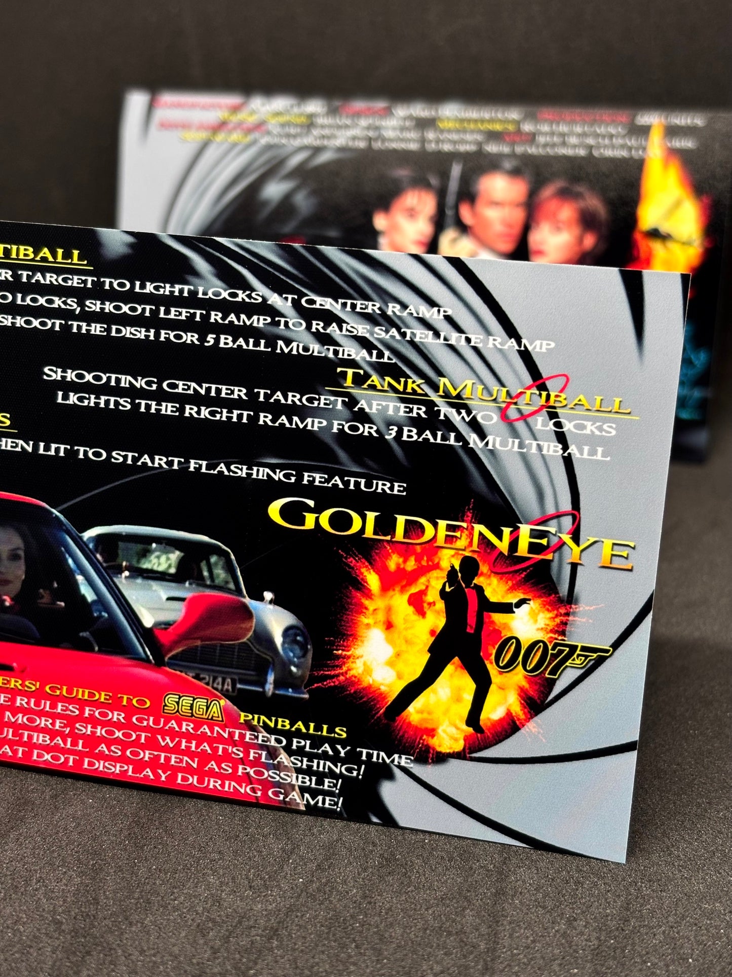 Instrucciones de las tarjetas de juego SEGA Golden Eye 007 James Bond 1996 Pinball - Tarjetas de pinball personalizadas con impresión personalizada