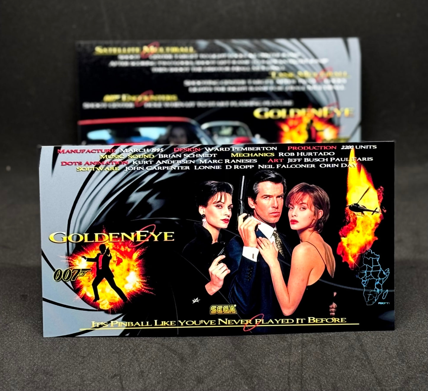 Instrucciones de las tarjetas de juego SEGA Golden Eye 007 James Bond 1996 Pinball - Tarjetas de pinball personalizadas con impresión personalizada