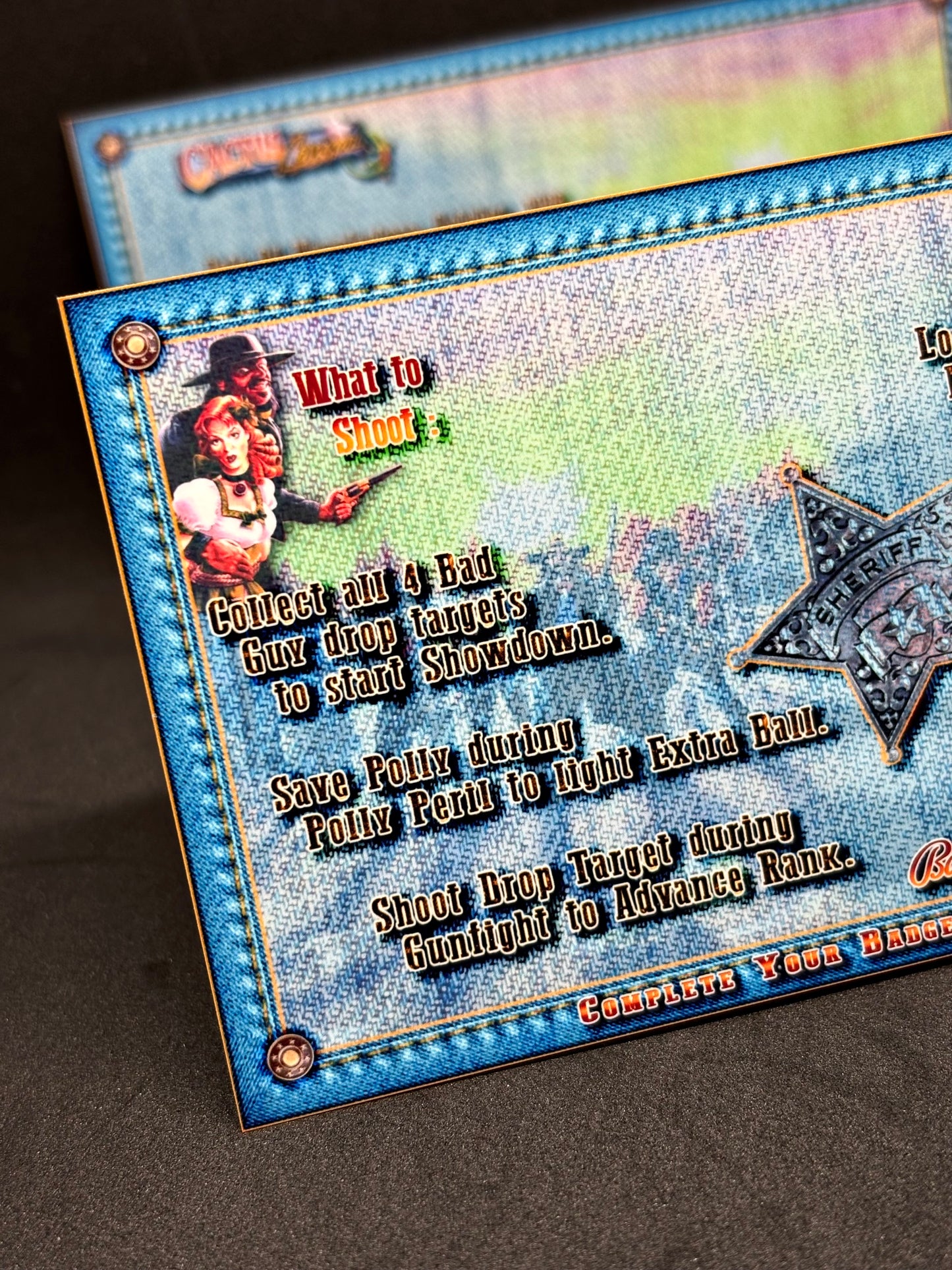 Instrucciones de tarjetas de juegos de pinball Bally Cactus Canyon 1998 - Tarjetas de pinball personalizadas con impresión personalizada