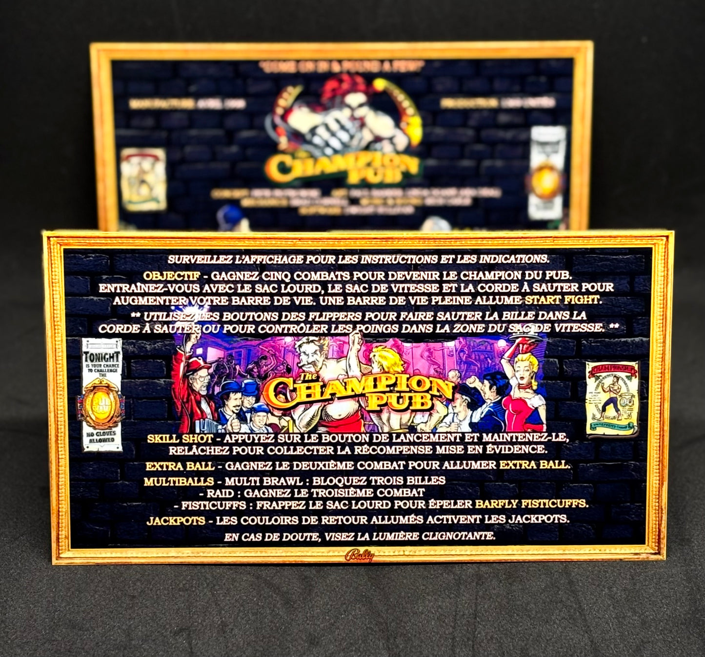 Bally The Champion Pub 1998 Jeu Cartes Instructions Flipper Custom Apron règles imprimées