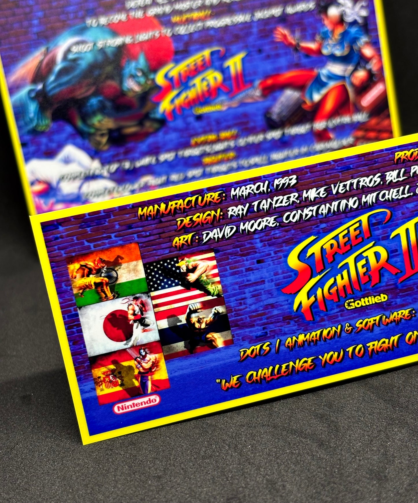 Instrucciones de las tarjetas de juego Gottlieb Street Fighter 1993 Pinball - Tarjetas de pinball personalizadas con impresión personalizada