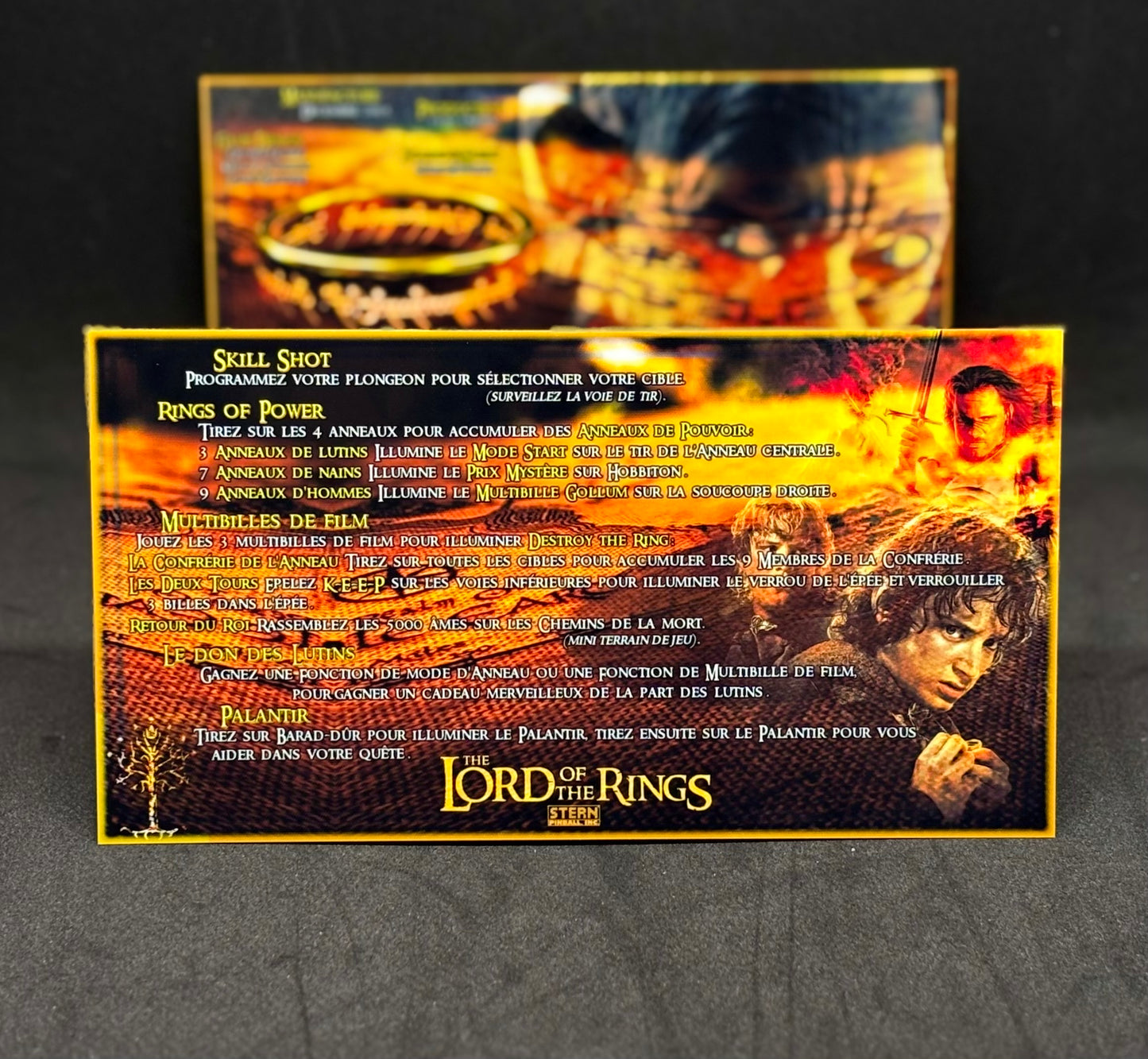 Instrucciones de las tarjetas de juego de pinball de Stern El Señor de los Anillos 2003 - Tarjetas de pinball personalizadas con impresión personalizada