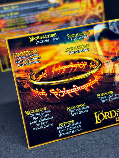 Stern The Lord Of The Rings 2003 Game Cards Instructions Pinball Custom Apron Printed Rules