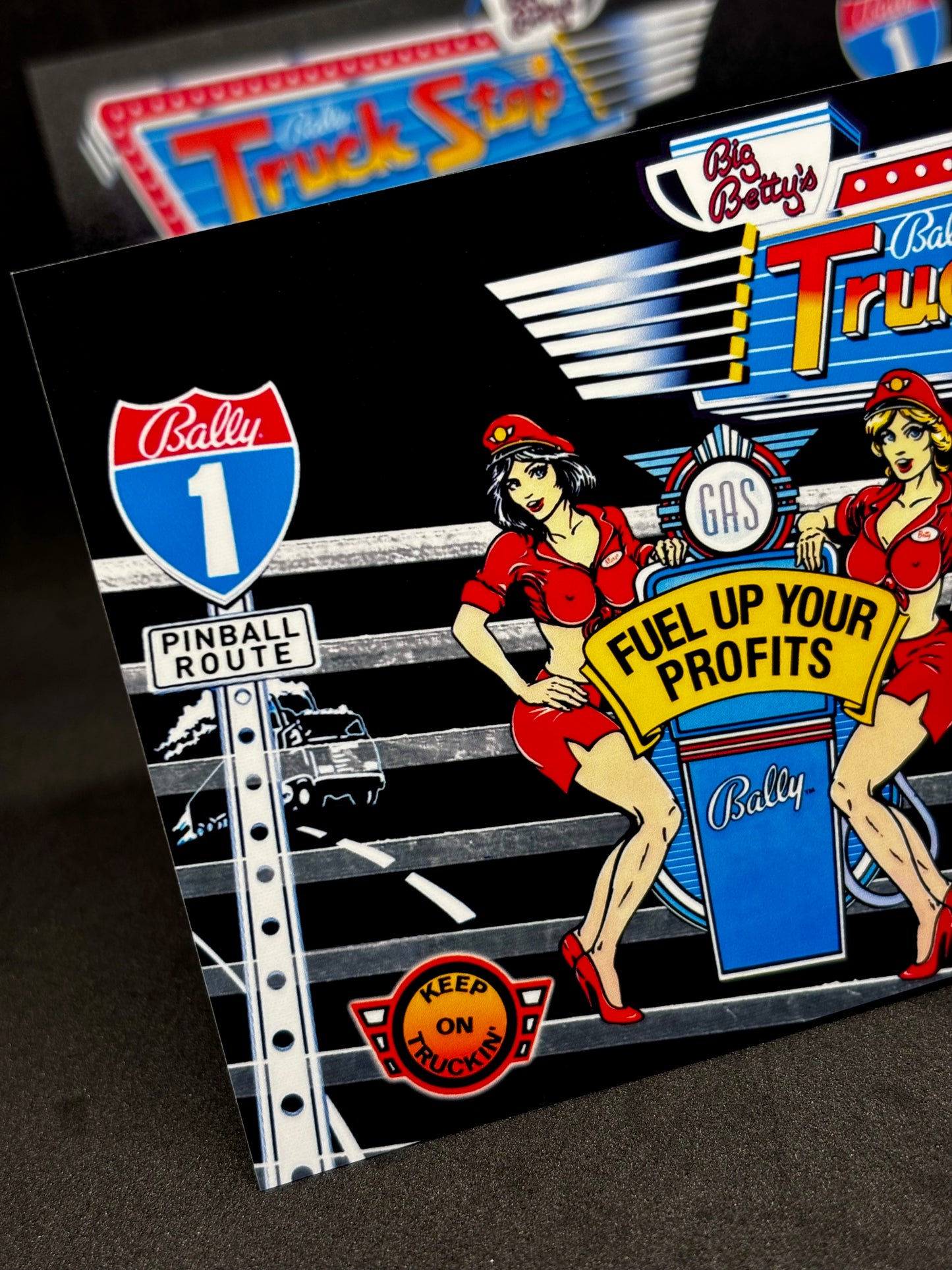 Instrucciones de las tarjetas del juego Bally Truck Stop 1988, delantal personalizado de pinball, reglas impresas