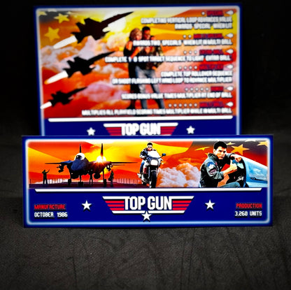 Instrucciones de las tarjetas del juego Gottlieb Gold Wings Top Gun 1986, reglas impresas del delantal personalizado de Pinball