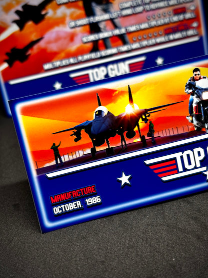Instrucciones de las tarjetas del juego Gottlieb Gold Wings Top Gun 1986, reglas impresas del delantal personalizado de Pinball