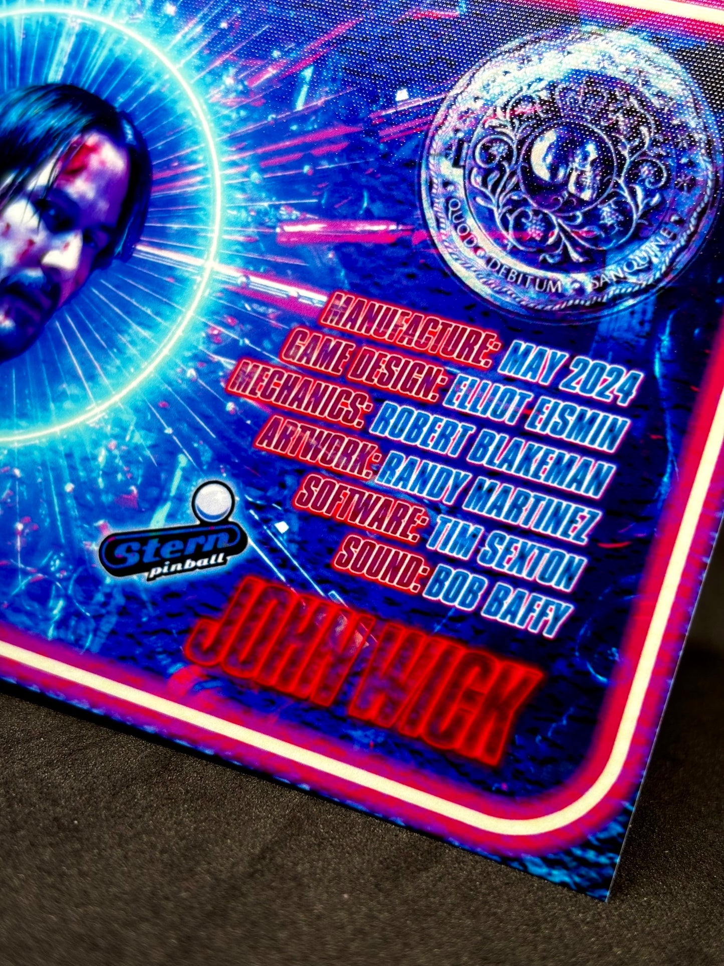 Tarjeta de pinball Stern de John Wick 2024 Insider: Tarjeta de pinball personalizada con delantal