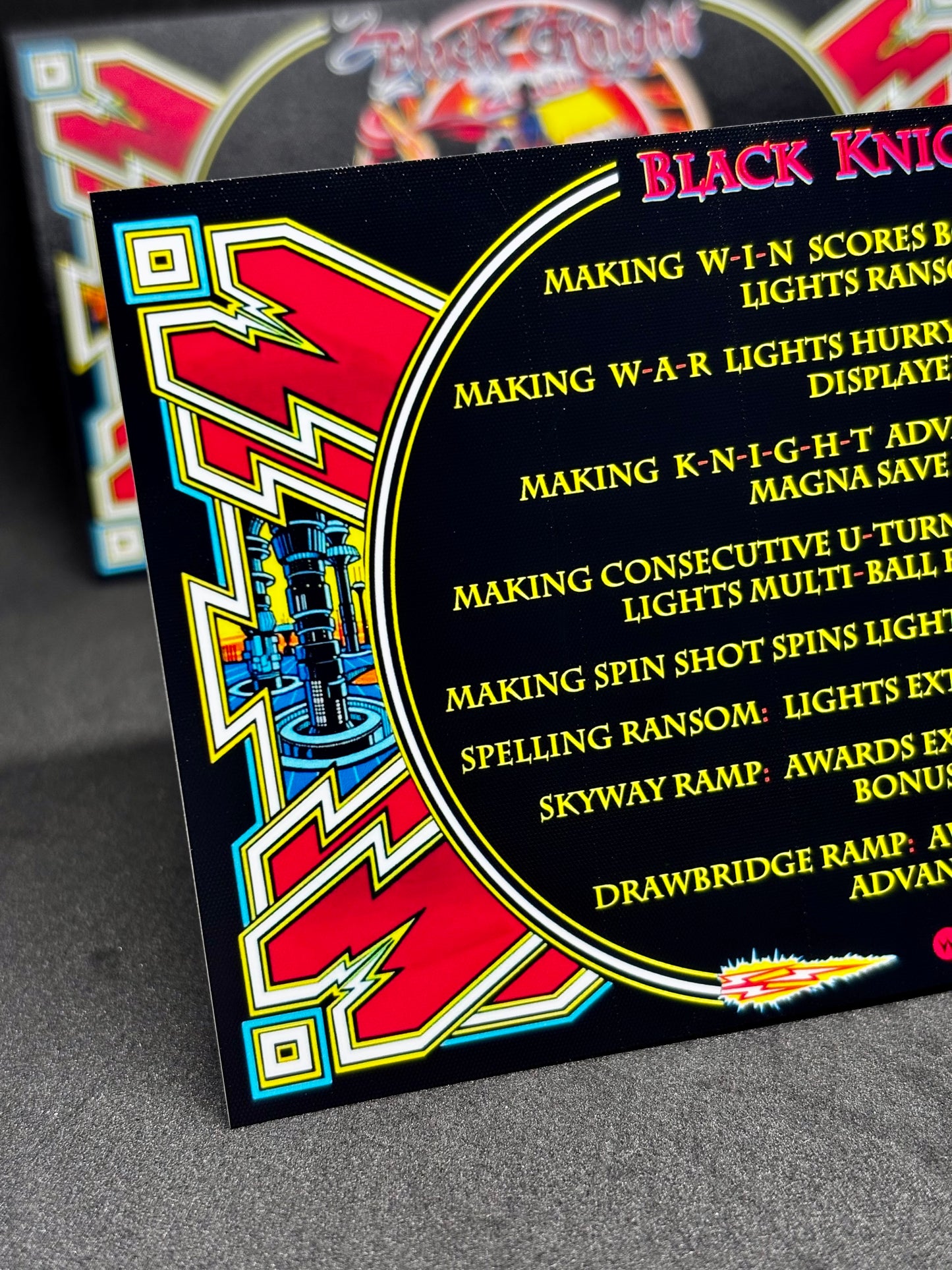 Williams Black Knight 2000 1989 Jeu Cartes Instructions Flipper Custom Apron règles imprimées