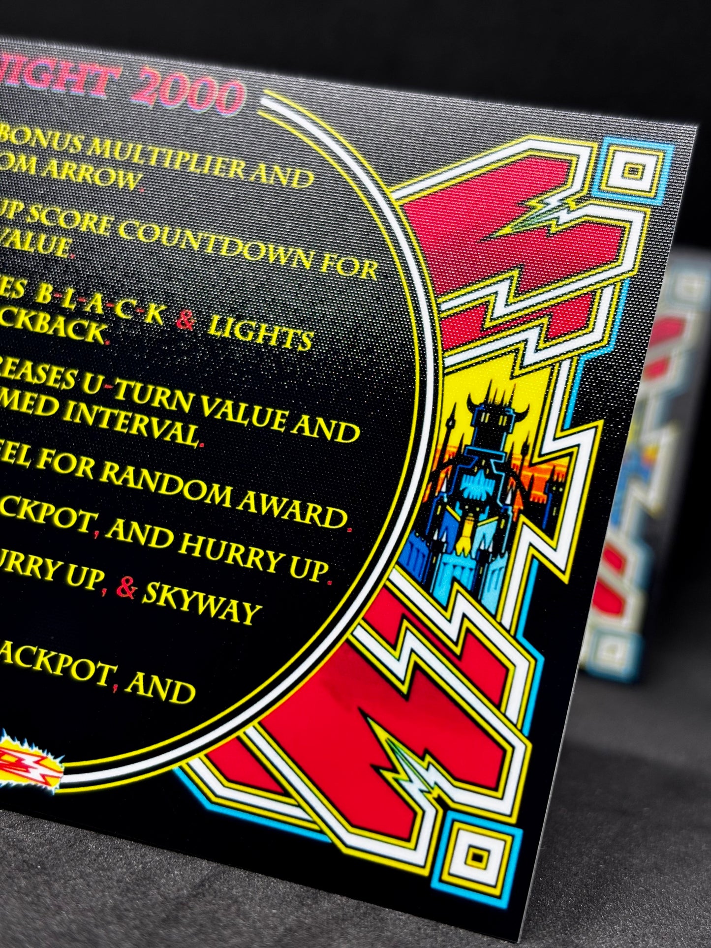 Williams Black Knight 2000 1989 Jeu Cartes Instructions Flipper Custom Apron règles imprimées