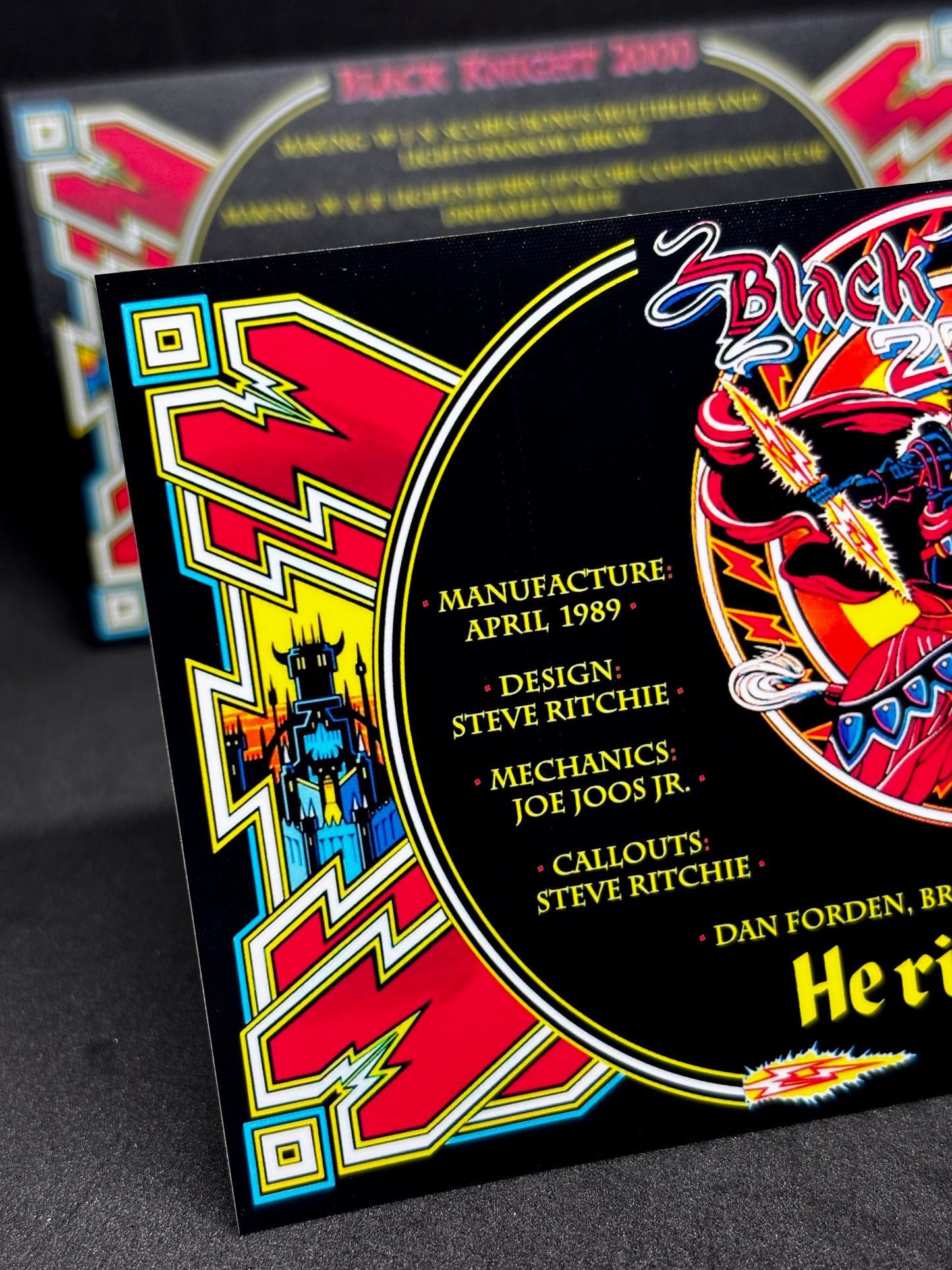 Williams Black Knight 2000 1989 Jeu Cartes Instructions Flipper Custom Apron règles imprimées