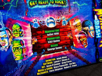 Williams Monster Bash 1998 Game Cards Instructions Pinball Custom Apron Printed Rules V3