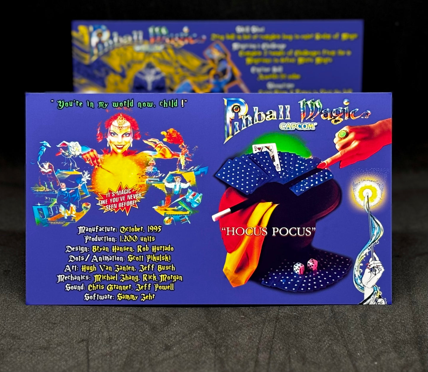 Capcom Pinball Magic 1995 Jeu Cartes Instructions Flipper Custom Apron règles imprimées