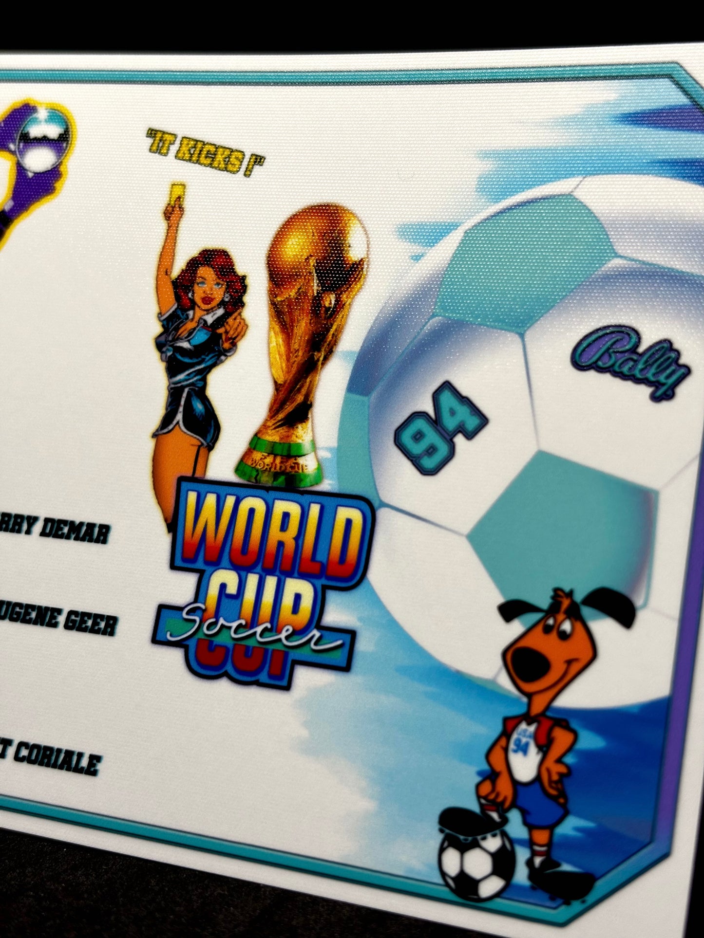 Bally World Cup Soccer USA 1994 WH Jeu Cartes règles Instructions Flipper Custom Apron