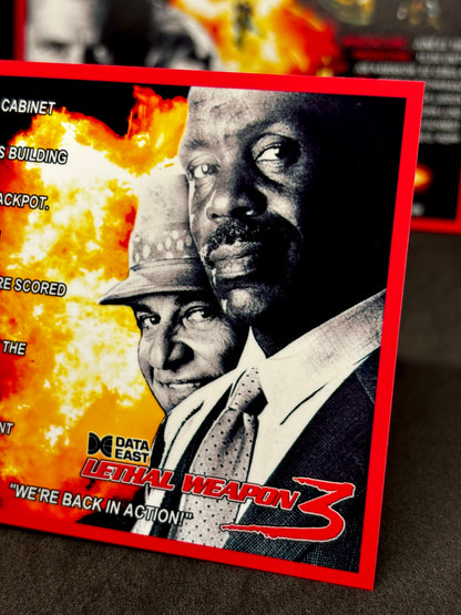 Data East Lethal Weapon 1992 Game Cards Instructions Pinball Custom Apron Printed Rules V2