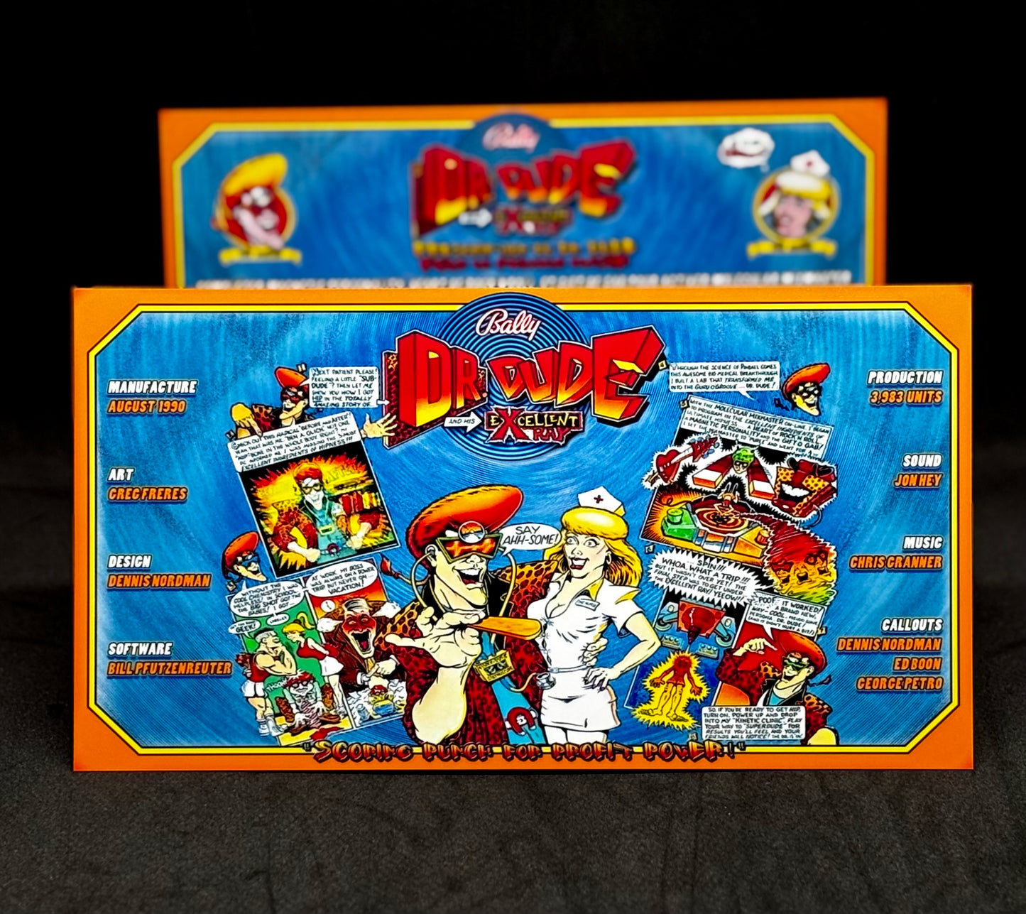 Bally Dr Dude 1990 Game Cards Instructions Pinball Machine Custom Apron Printed Rules