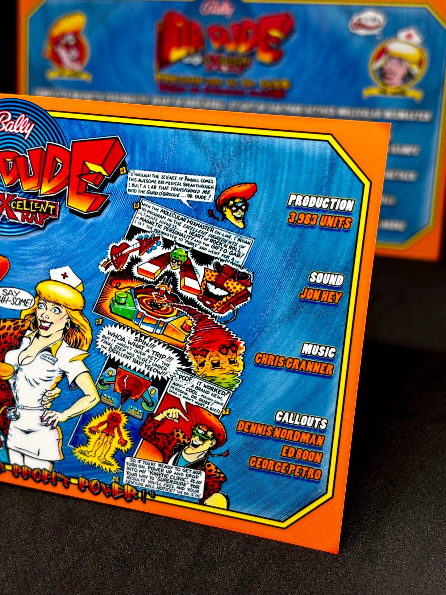 Bally Dr Dude 1990 Game Cards Instructions Pinball Machine Custom Apron Printed Rules