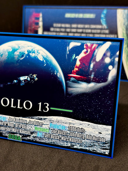 Instrucciones de las tarjetas del juego SEGA Apollo 13 1995 Delantal personalizado de pinball con reglas impresas