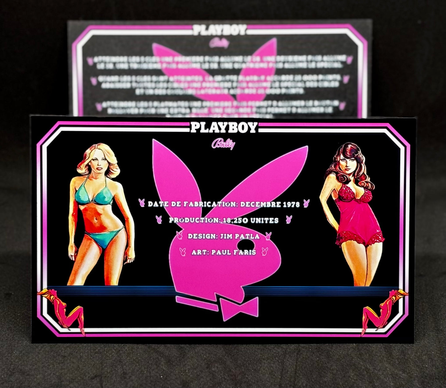 Instrucciones de las tarjetas del juego Bally Playboy 1978, máquina de pinball, delantal personalizado, reglas impresas