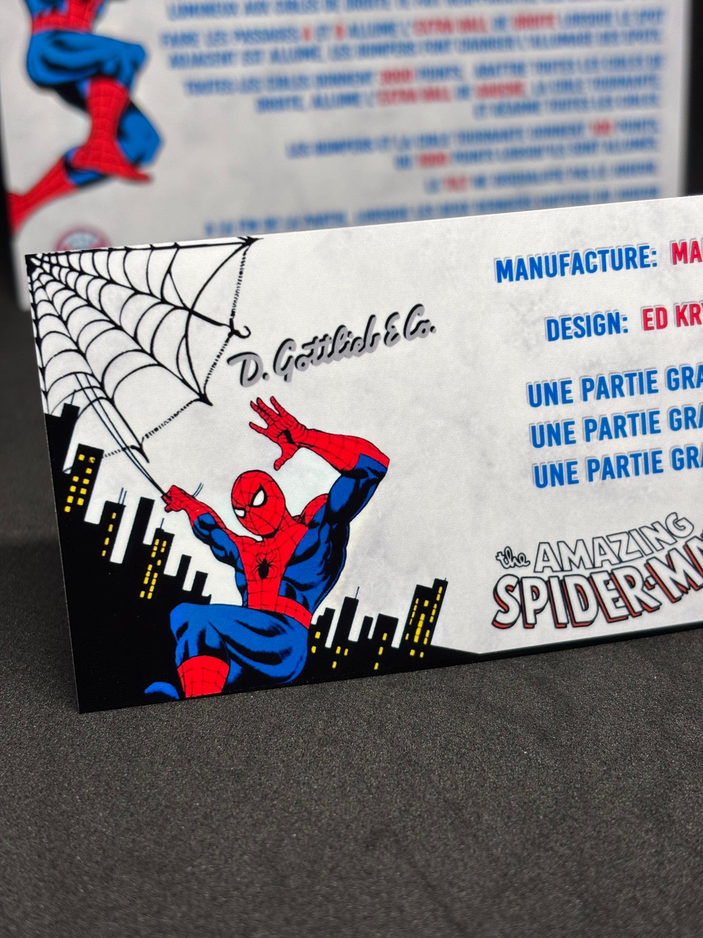 Instrucciones de las tarjetas de juego Gottlieb Spider-Man 1980 Pinball - Tarjetas de pinball personalizadas con impresión personalizada
