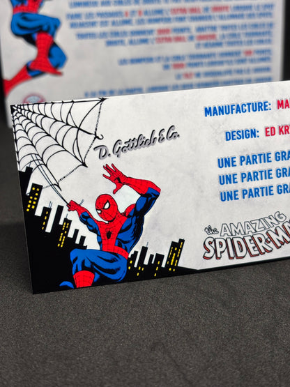 Instrucciones de las tarjetas del juego Spider-Man 1980 de Gottlieb. Delantal personalizado con reglas impresas.