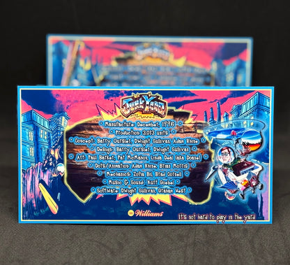 Instrucciones de las tarjetas del juego Williams Junk Yard 1996, delantal personalizado de pinball, reglas impresas