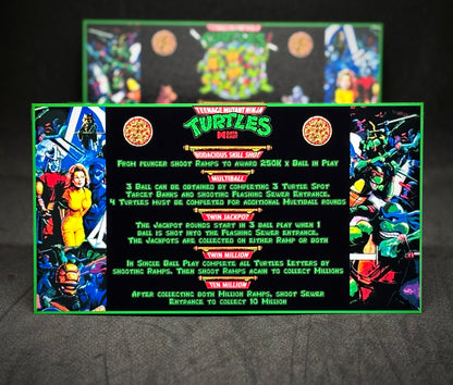 Data East Ninja Turtles 1991 Game Cards Instructions Flipper Custom Apron Printed Rules V2
