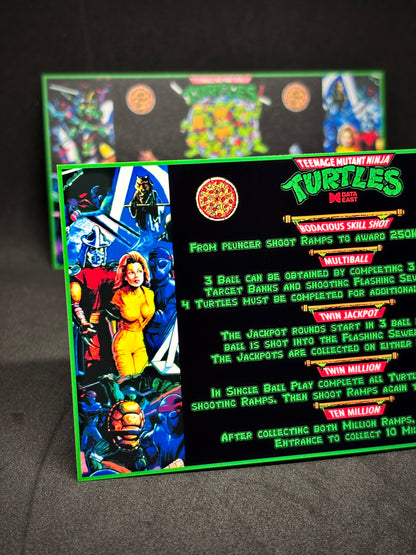 Data East Ninja Turtles 1991 Game Cards Instructions Flipper Custom Apron Printed Rules V2