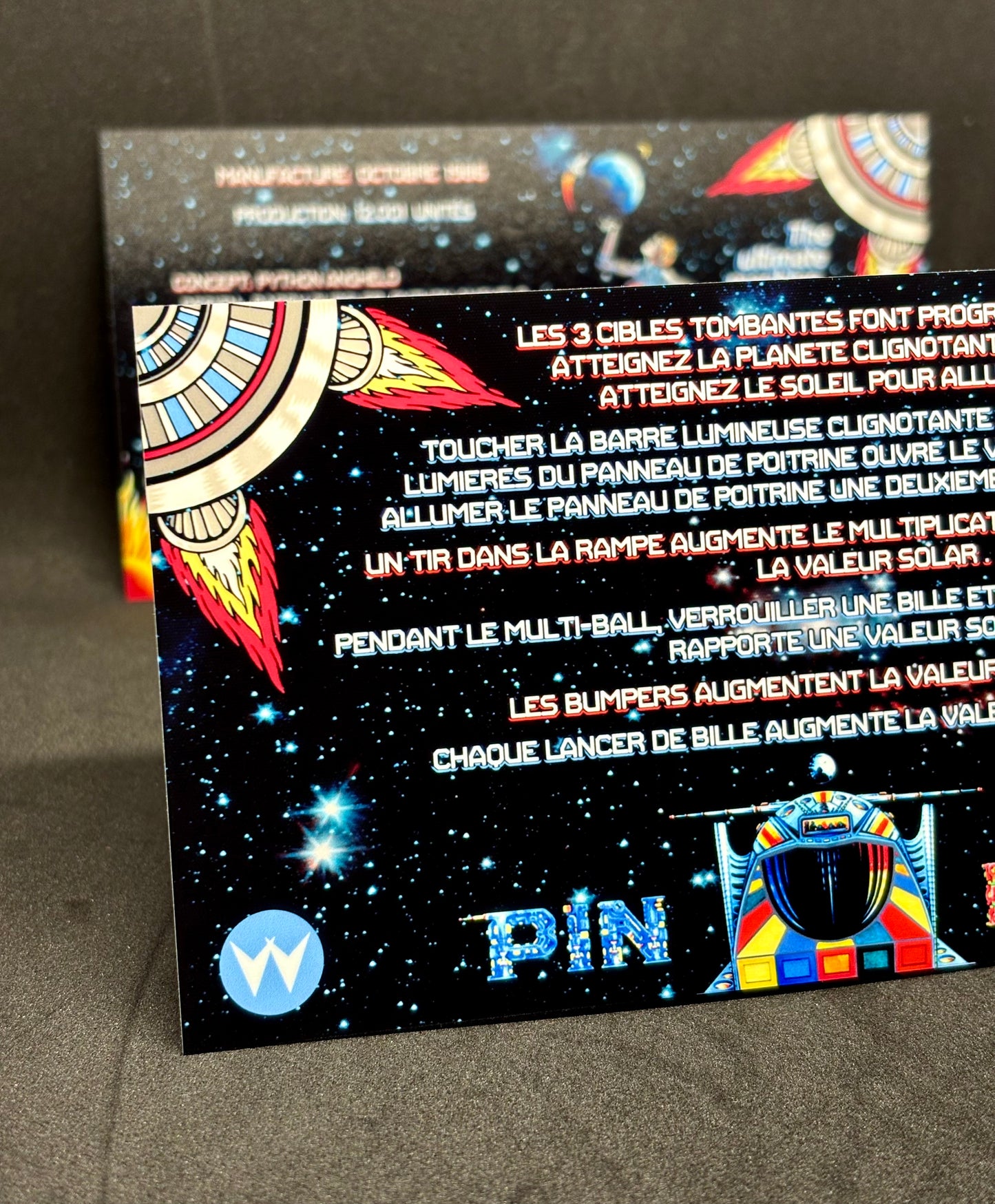 Instrucciones de las tarjetas de juego Williams Pinbot 1986, delantal personalizado de pinball, reglas impresas