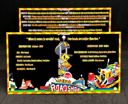 Williams ROAD SHOW RED &amp; TED 1994 Tarjetas de juego Instrucciones Pinball Delantal personalizado Reglas impresas ROADSHOW