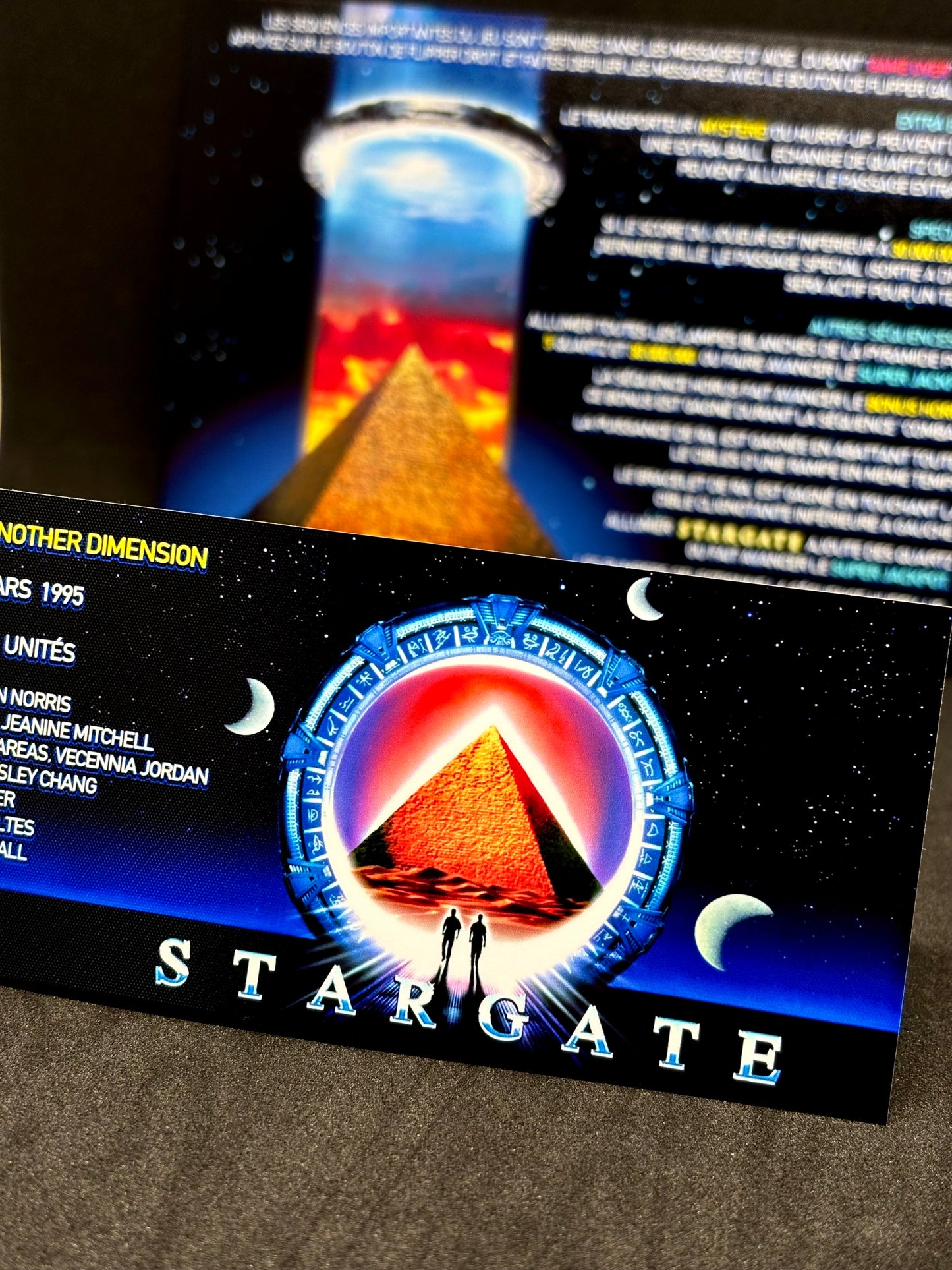Instrucciones de las tarjetas del juego Gottlieb Stargate 1995, versión Pinball 1, tarjetas de delantal de pinball con impresión personalizada