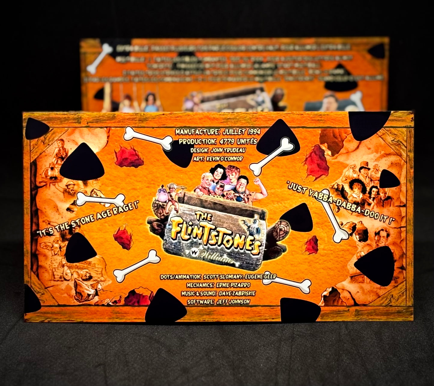 Instrucciones de las tarjetas del juego de pinball de Los Picapiedra (1994) de Williams, delantal personalizado, reglas impresas (V1)