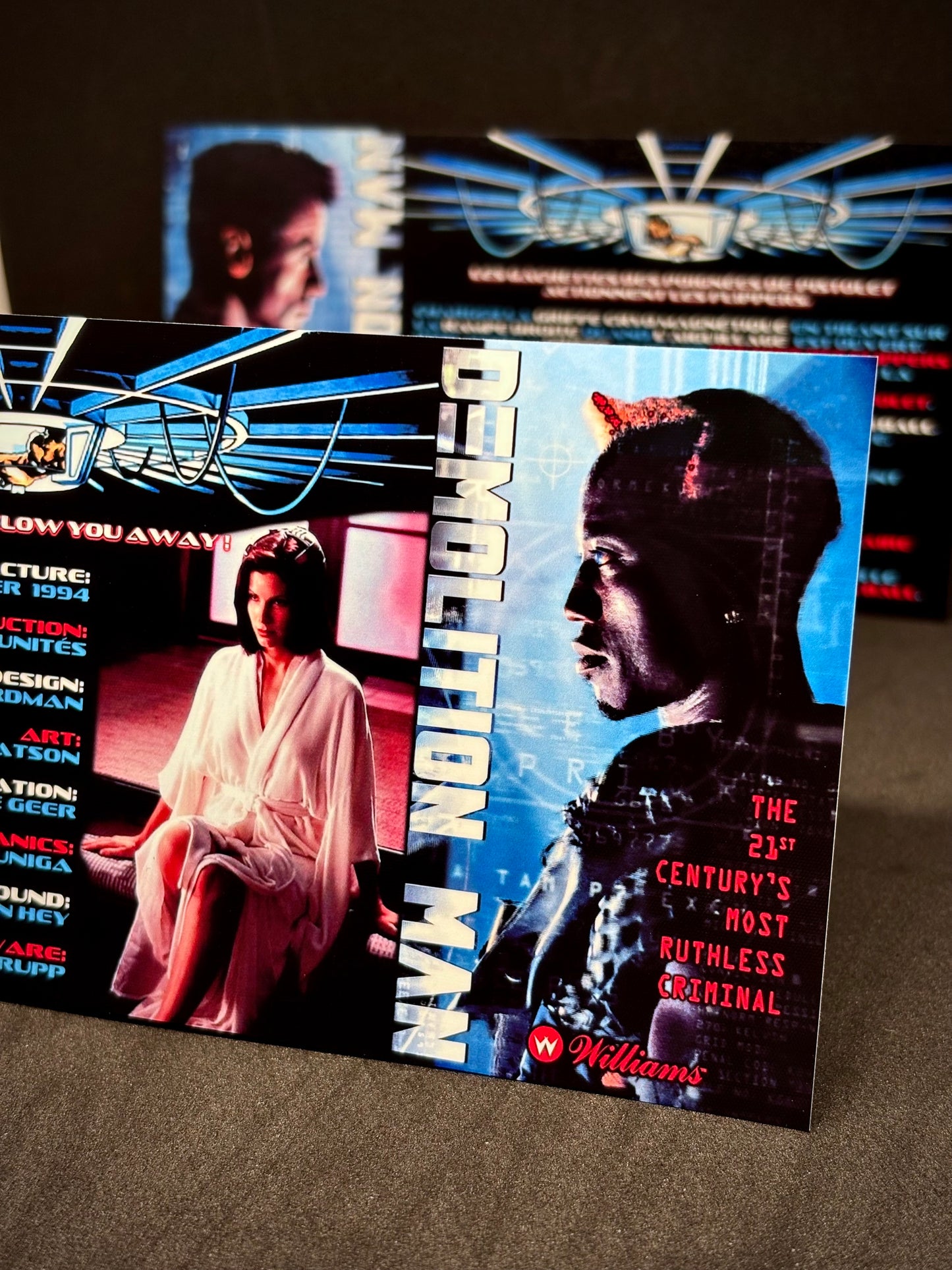 Instrucciones de las tarjetas del juego Williams Demolition Man 1994, delantal personalizado de pinball, reglas impresas