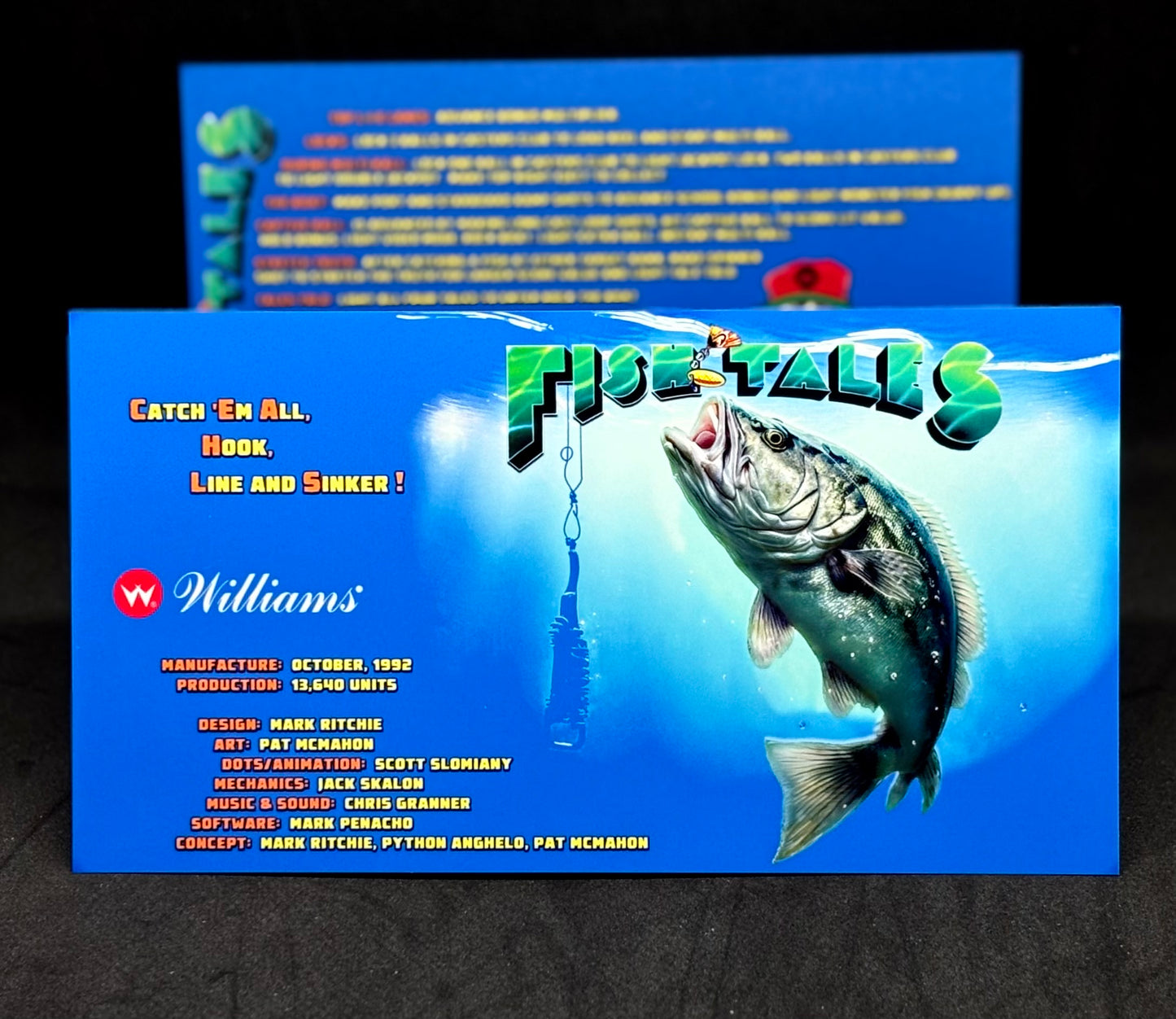 Instrucciones de las tarjetas del juego Williams Fish Tales 1992, delantal personalizado de pinball, reglas impresas V3