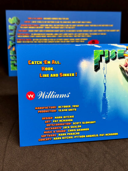 Instrucciones de las tarjetas del juego Williams Fish Tales 1992, delantal personalizado de pinball, reglas impresas V3