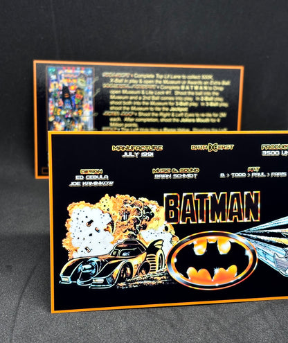 Instrucciones de las tarjetas del juego Batman 1991 de Data East, delantal personalizado de pinball, reglas impresas V1