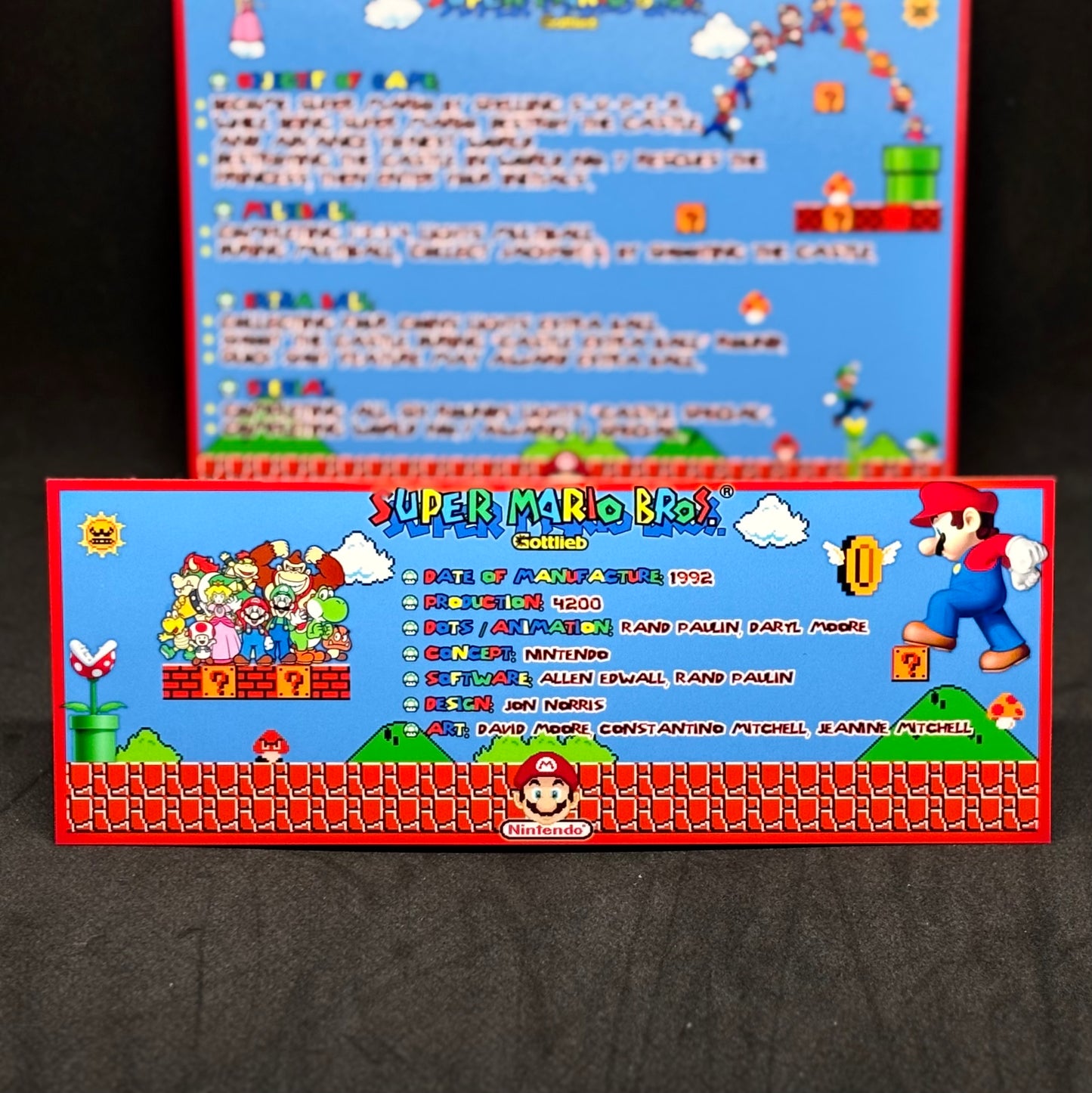 Instrucciones de las tarjetas de juego Gottlieb Super Mario Bros 1992 Pinball - Tarjetas de pinball personalizadas con impresión personalizada