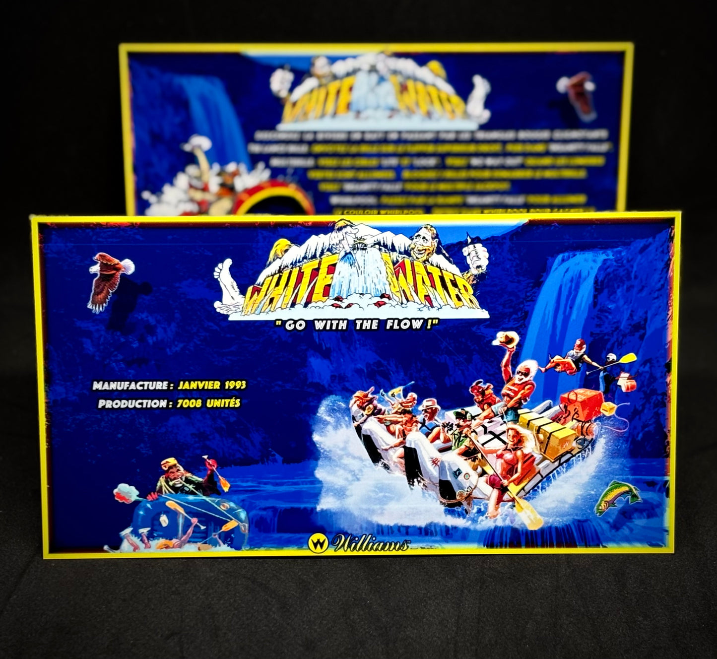 Instrucciones de las tarjetas del juego Williams White Water 1993, delantal personalizado de pinball, reglas impresas V2